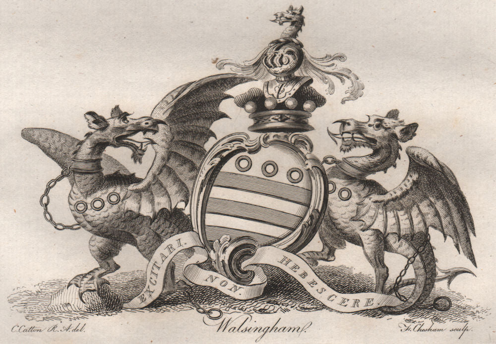 WALSINGHAM. Coat of Arms. Heraldry 1790 old antique vintage print picture